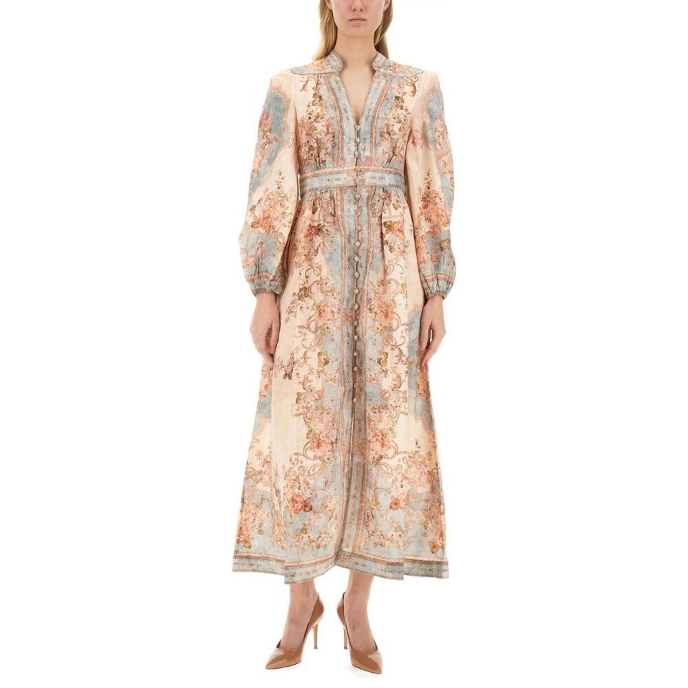 Zimmermann August Printed Linen Midi Dress
